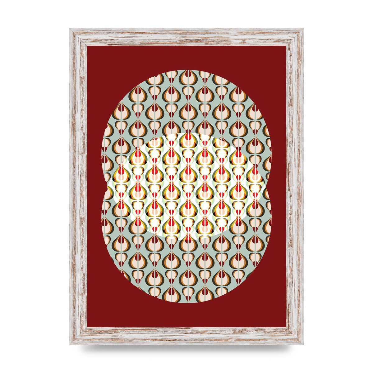 Red Blue Pattern Wall Art - A4 framed