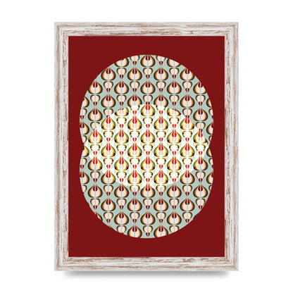 Red Blue Pattern Wall Art - A4 framed