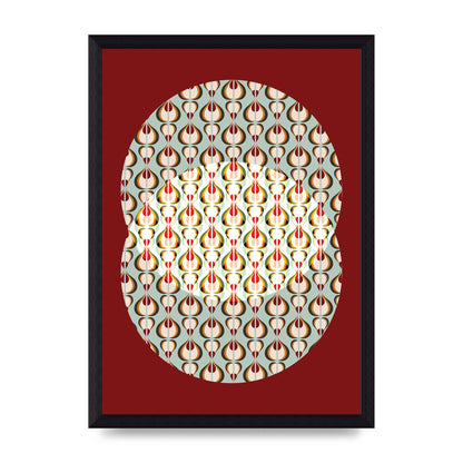 Red Blue Pattern Wall Art - A4 framed
