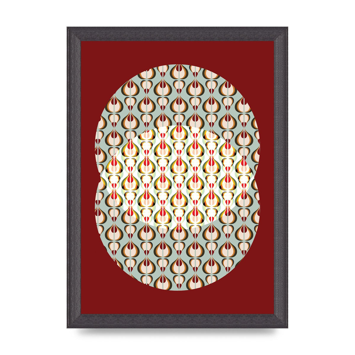 Red Blue Pattern Wall Art - A4 framed