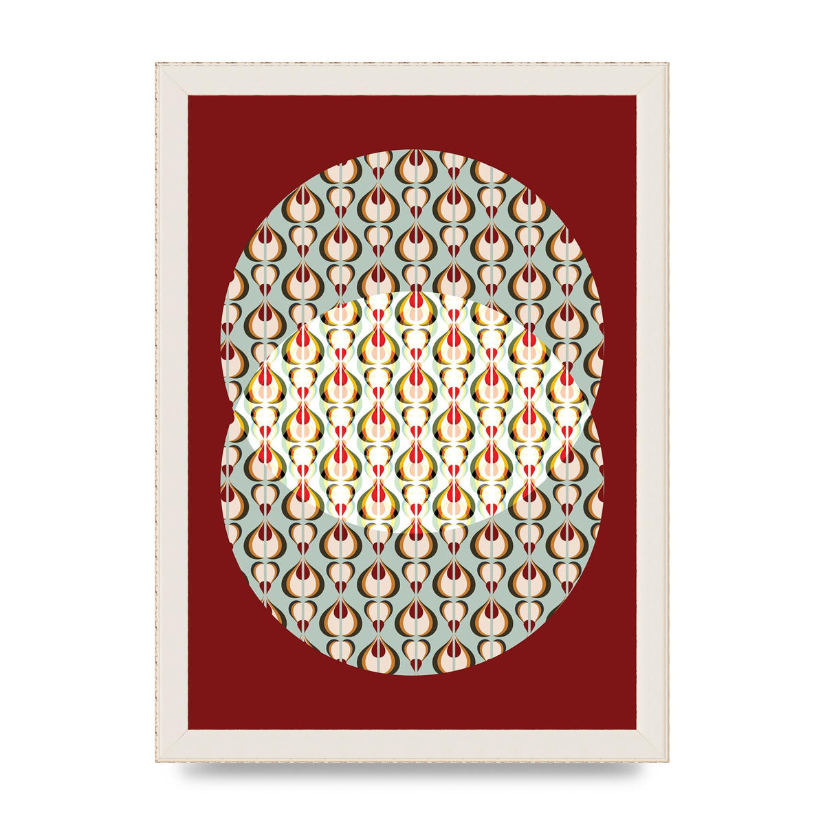 Red Blue Pattern Wall Art - A4 framed