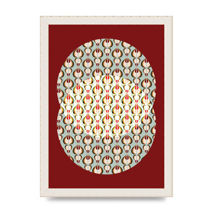 Red Blue Pattern Wall Art - A4 framed