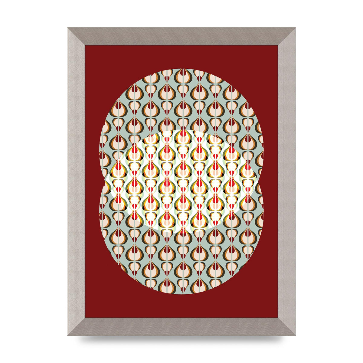 Red Blue Pattern Wall Art - A4 framed