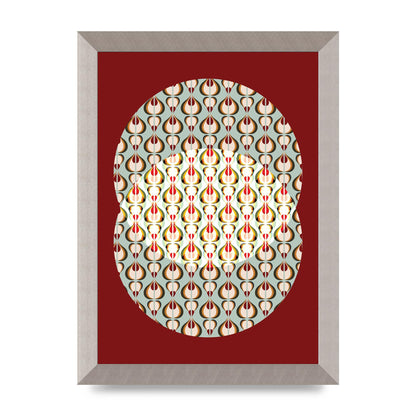 Red Blue Pattern Wall Art - A4 framed