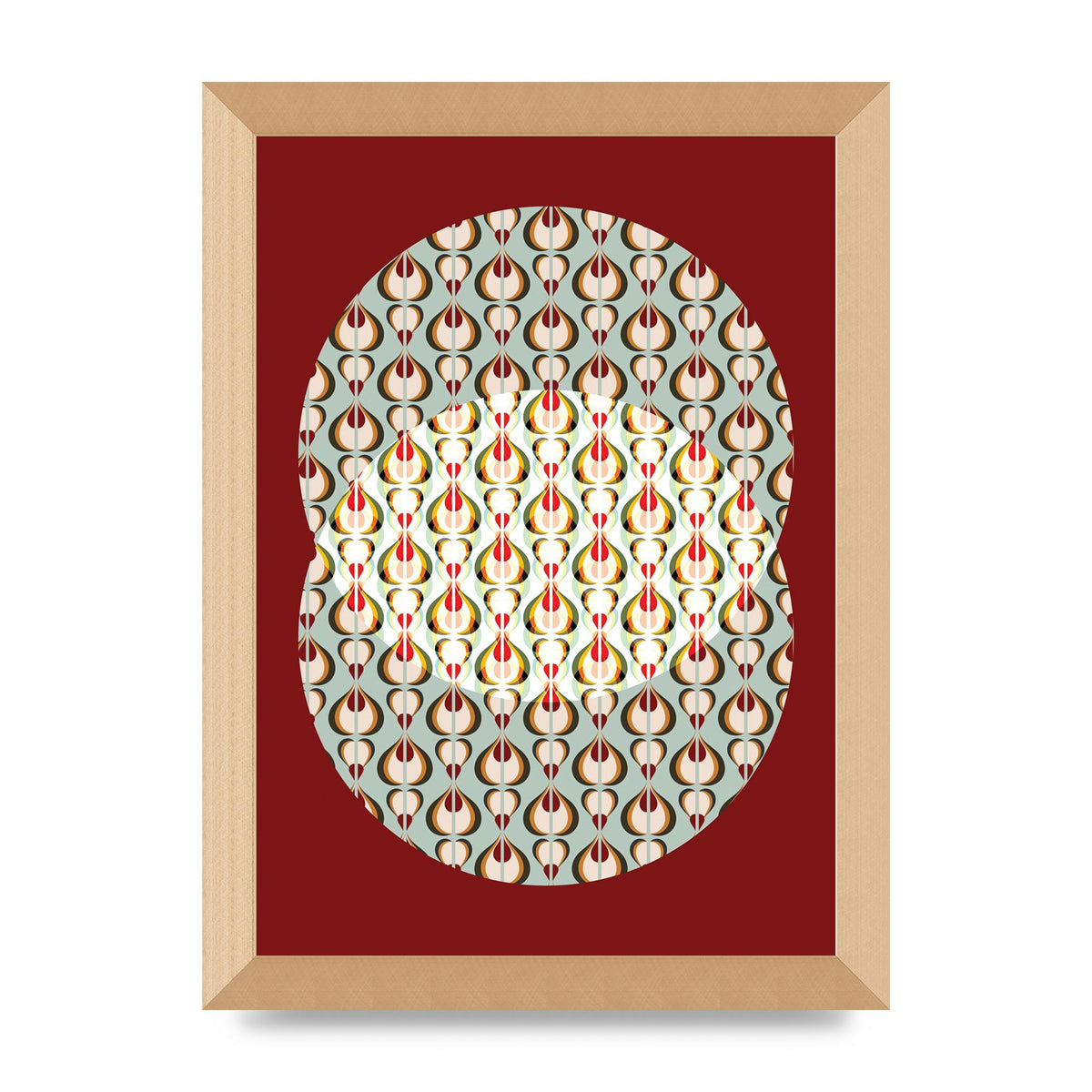 Red Blue Pattern Wall Art - A4 framed