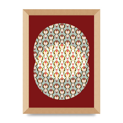 Red Blue Pattern Wall Art - A4 framed