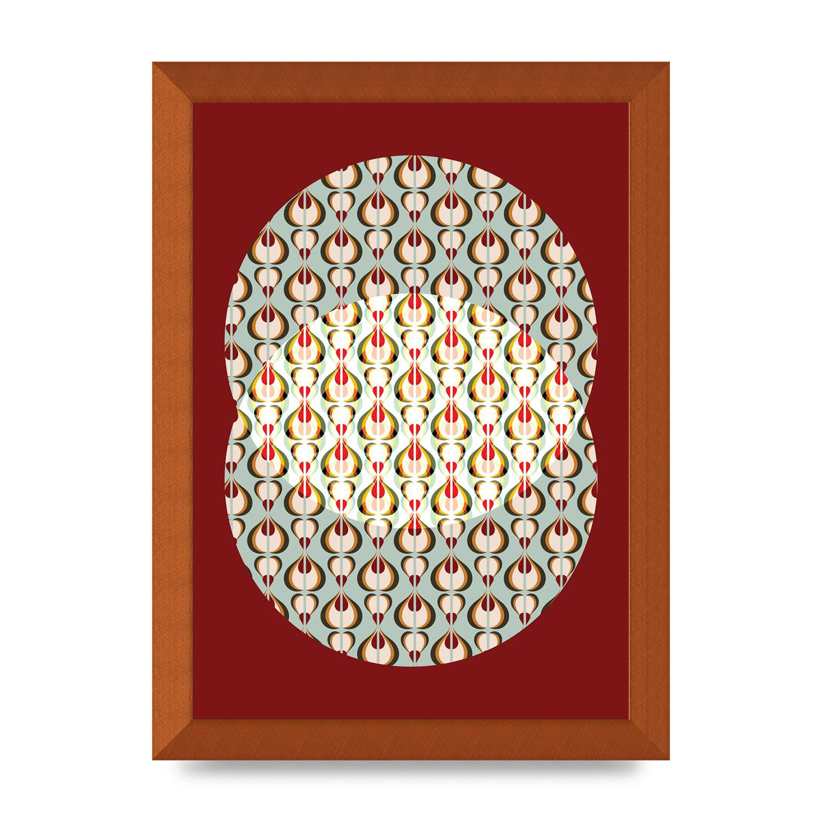 Red Blue Pattern Wall Art - A4 framed