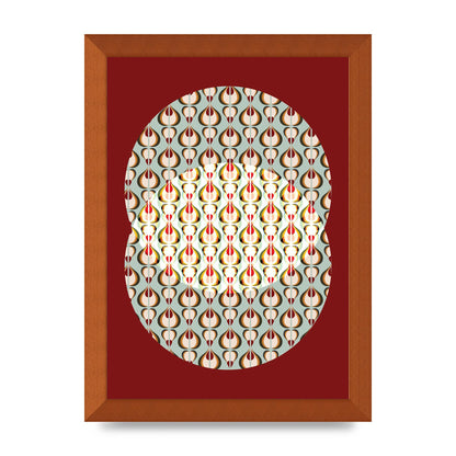 Red Blue Pattern Wall Art - A4 framed
