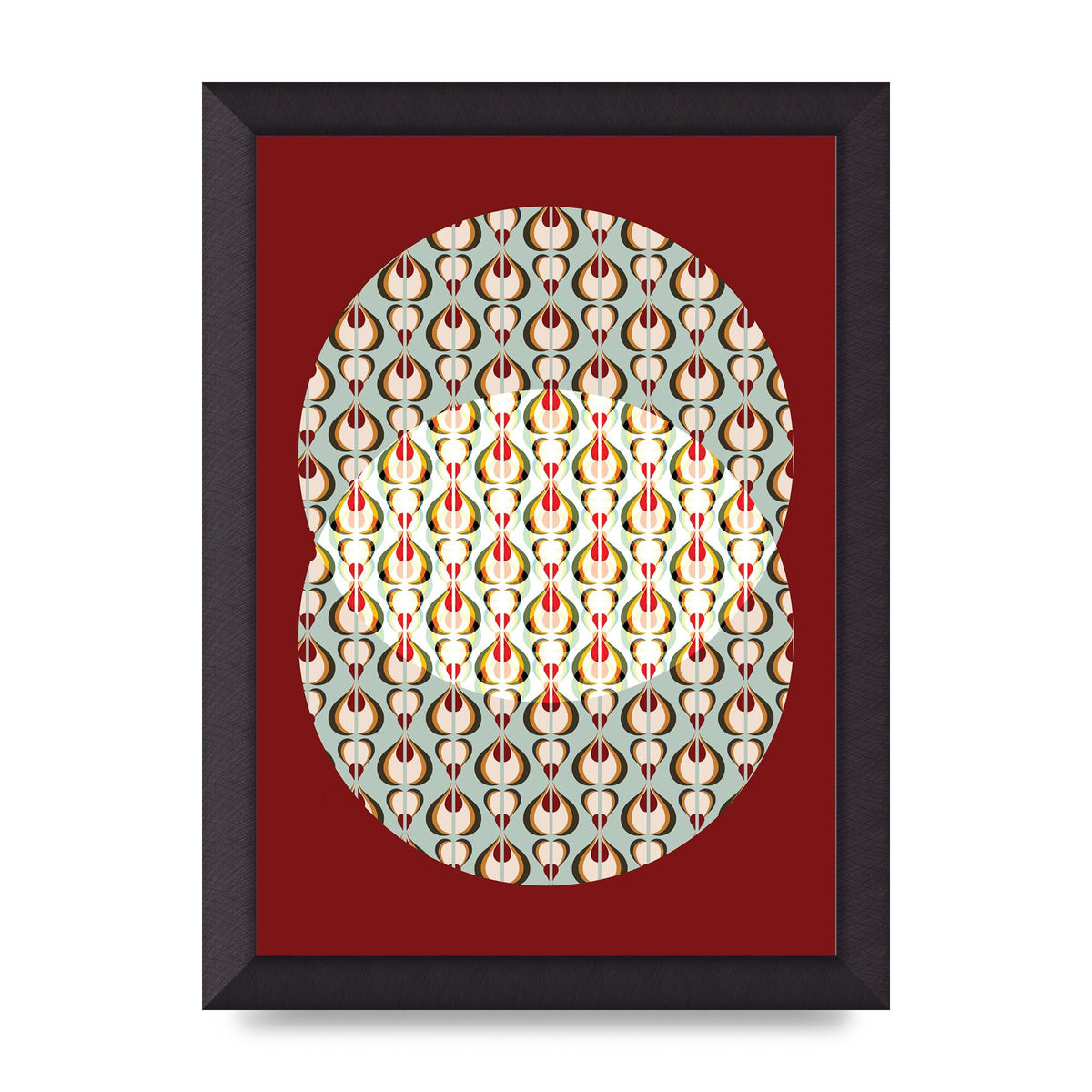 Red Blue Pattern Wall Art - A4 framed