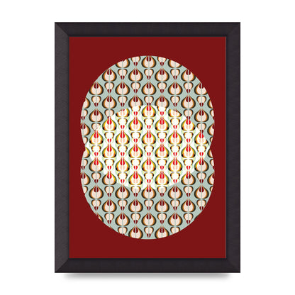 Red Blue Pattern Wall Art - A4 framed