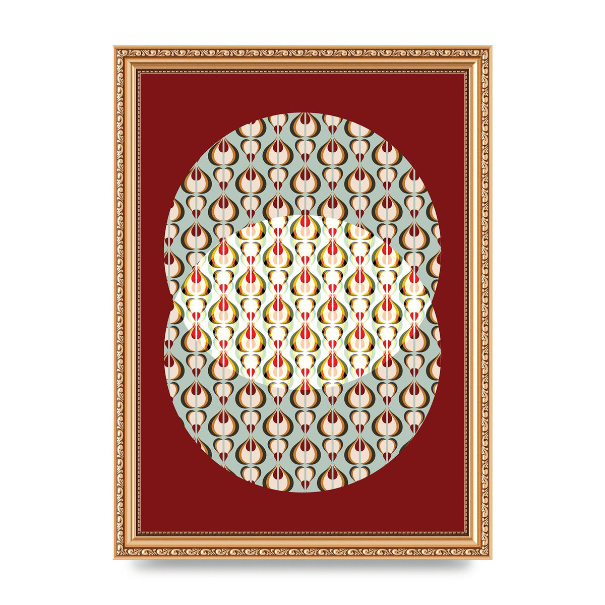 Red Blue Pattern Wall Art - A4 framed