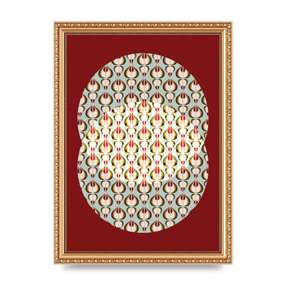 Red Blue Pattern Wall Art - A4 framed