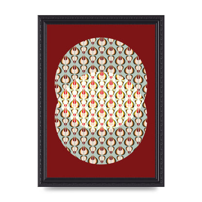 Red Blue Pattern Wall Art - A4 framed