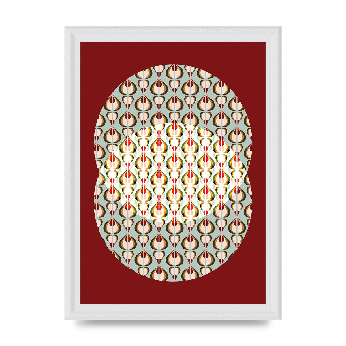 Red Blue Pattern Wall Art - A4 framed