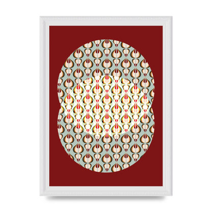 Red Blue Pattern Wall Art - A4 framed