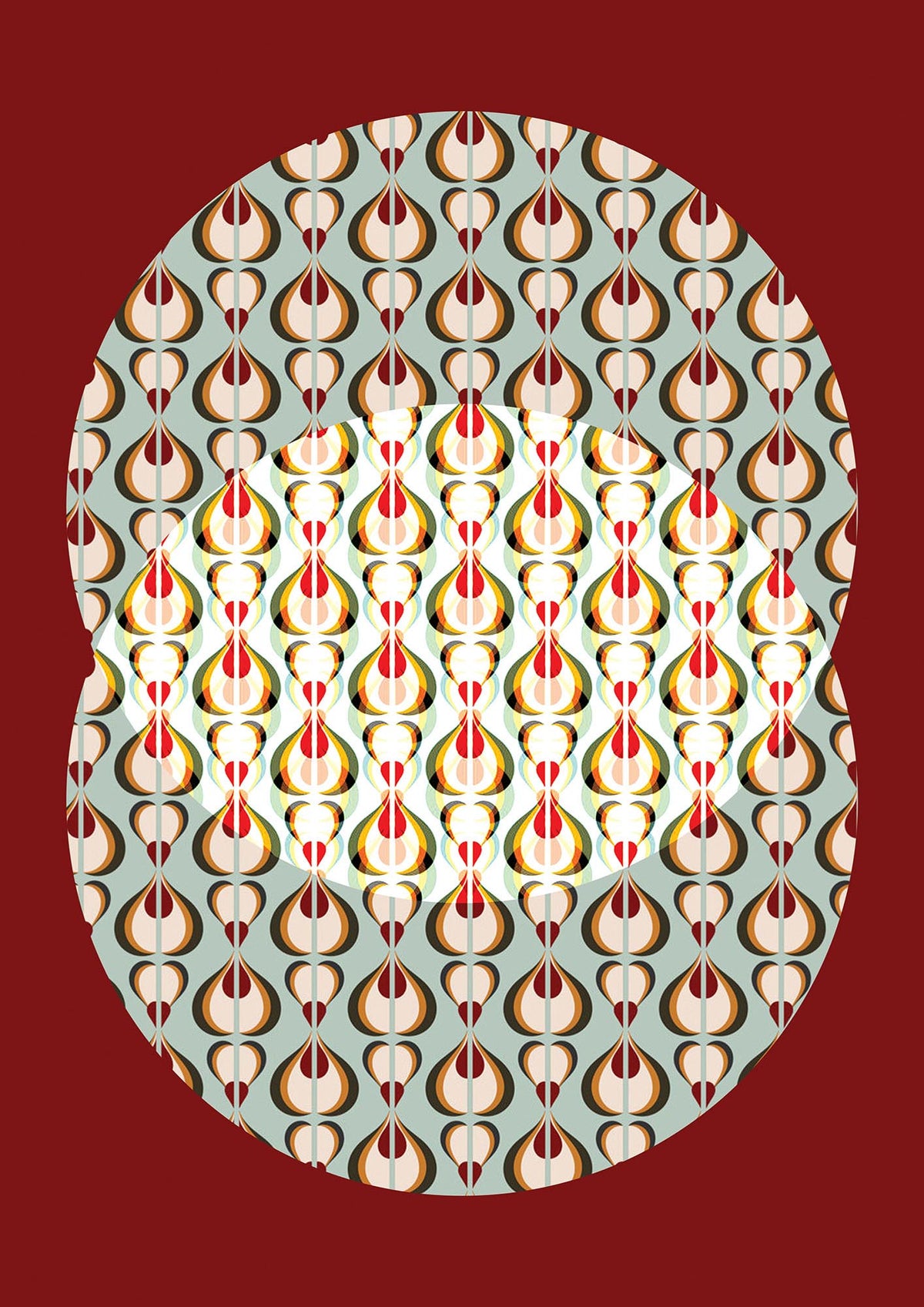 Red Blue Pattern Wall Art - detail