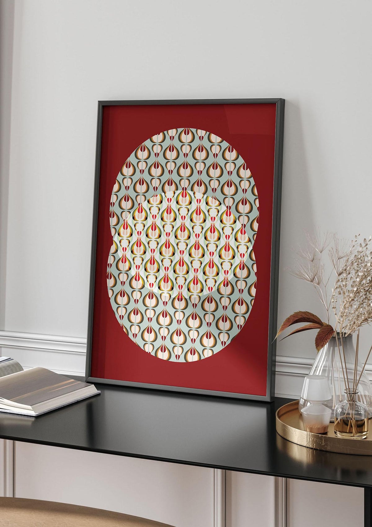 Red Blue Pattern Wall Art - living room 4