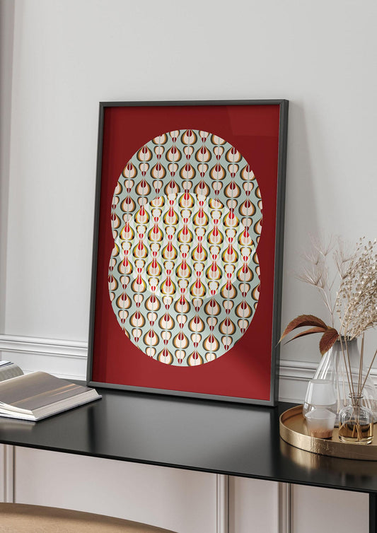Red Blue Pattern Wall Art - living room 4