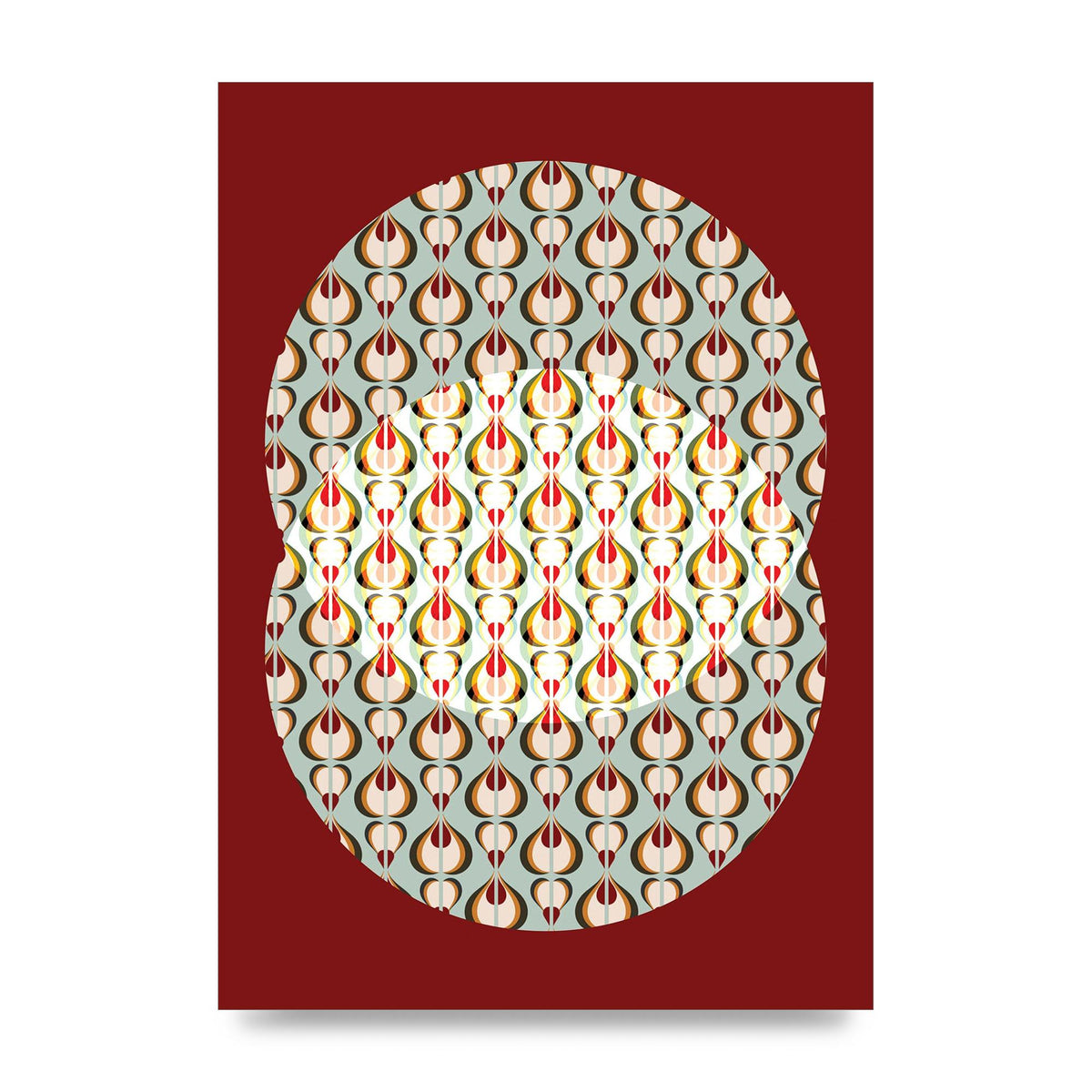 Red Blue Pattern Wall Art - unframed print