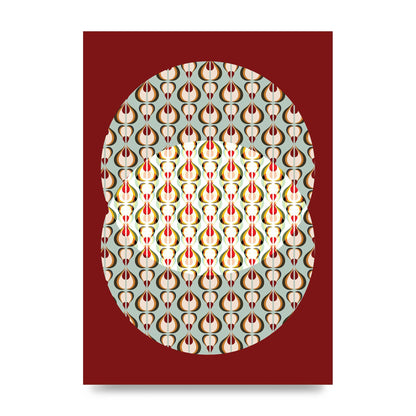 Red Blue Pattern Wall Art - unframed print