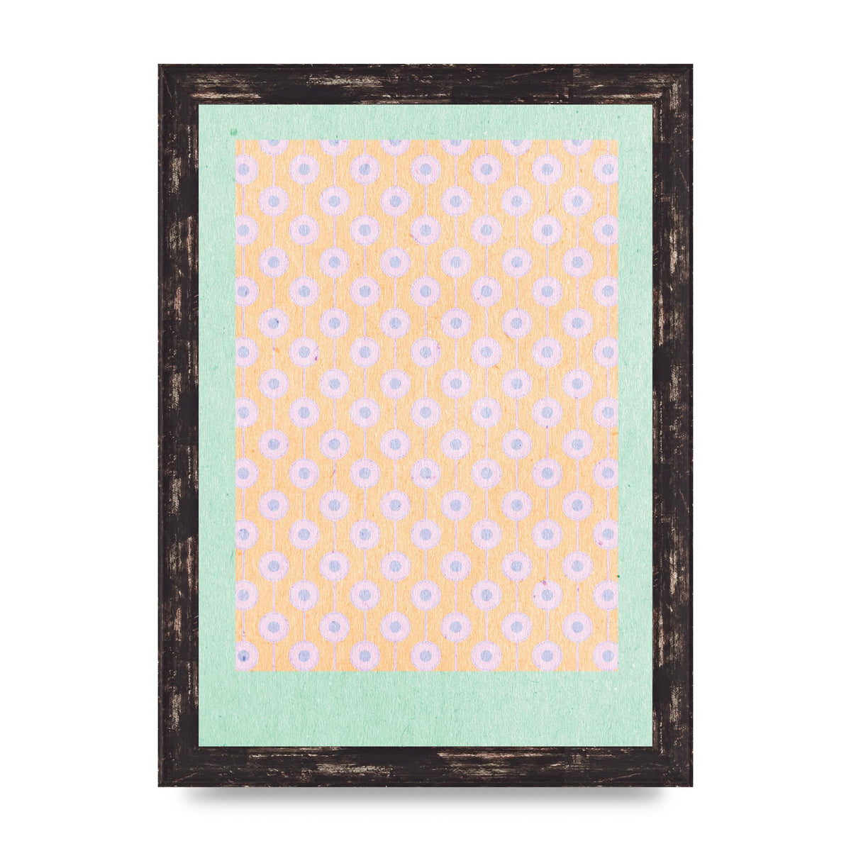 Retro Pattern Light Version Printed Poster - A4 framed