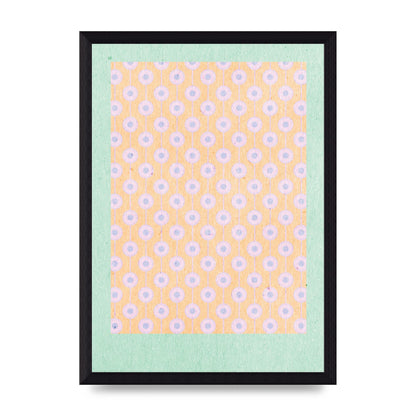Retro Pattern Light Version Printed Poster - A4 framed