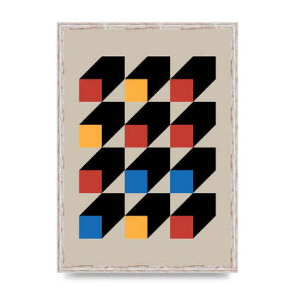 Bauhaus Inspired Block Colour One Printed Poster - A2 framed