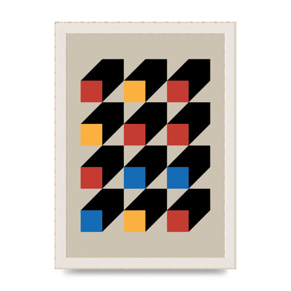 Bauhaus Inspired Block Colour One Printed Poster - A4 framed