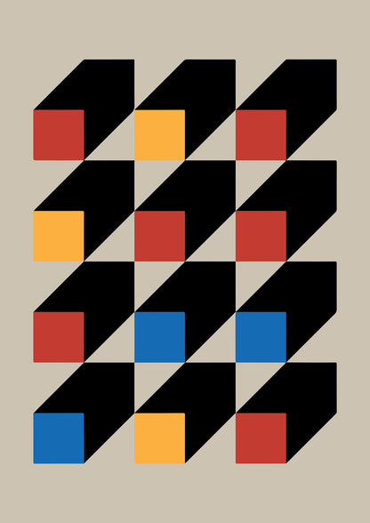 Bauhaus Inspired Block Colour One Printed Poster - detail