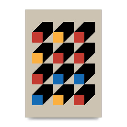 Bauhaus Inspired Block Colour One Printed Poster - unframed print