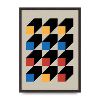 Bauhaus Inspired Block Colour Two Wall Art - A2 framed