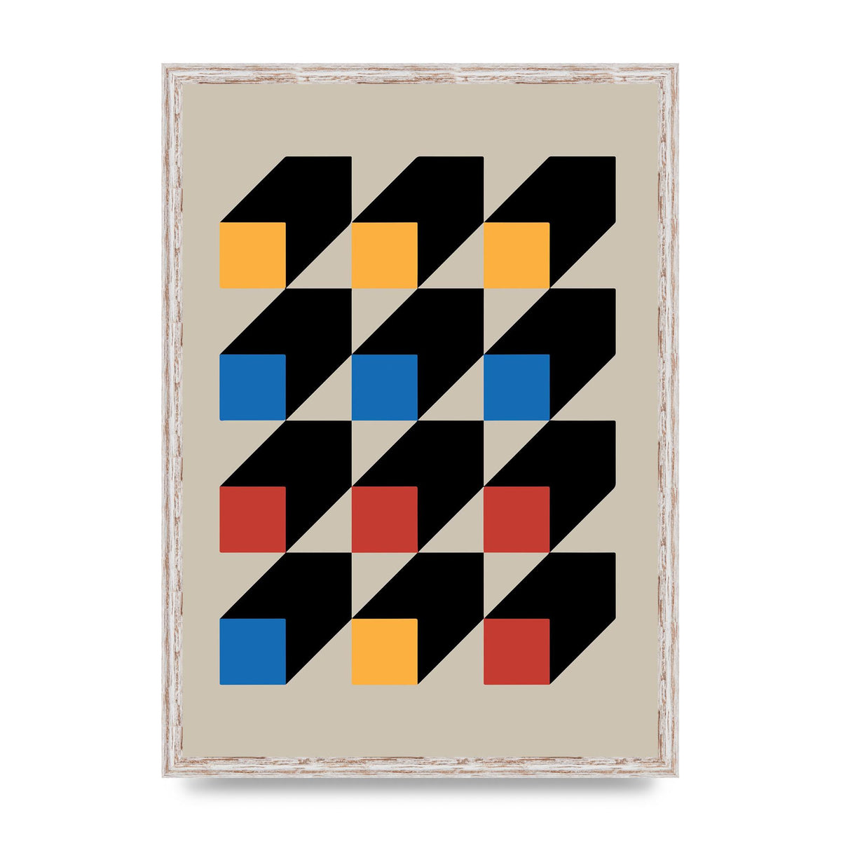 Bauhaus Inspired Block Colour Two Wall Art - A2 framed