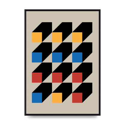 Bauhaus Inspired Block Colour Two Wall Art - A2 framed