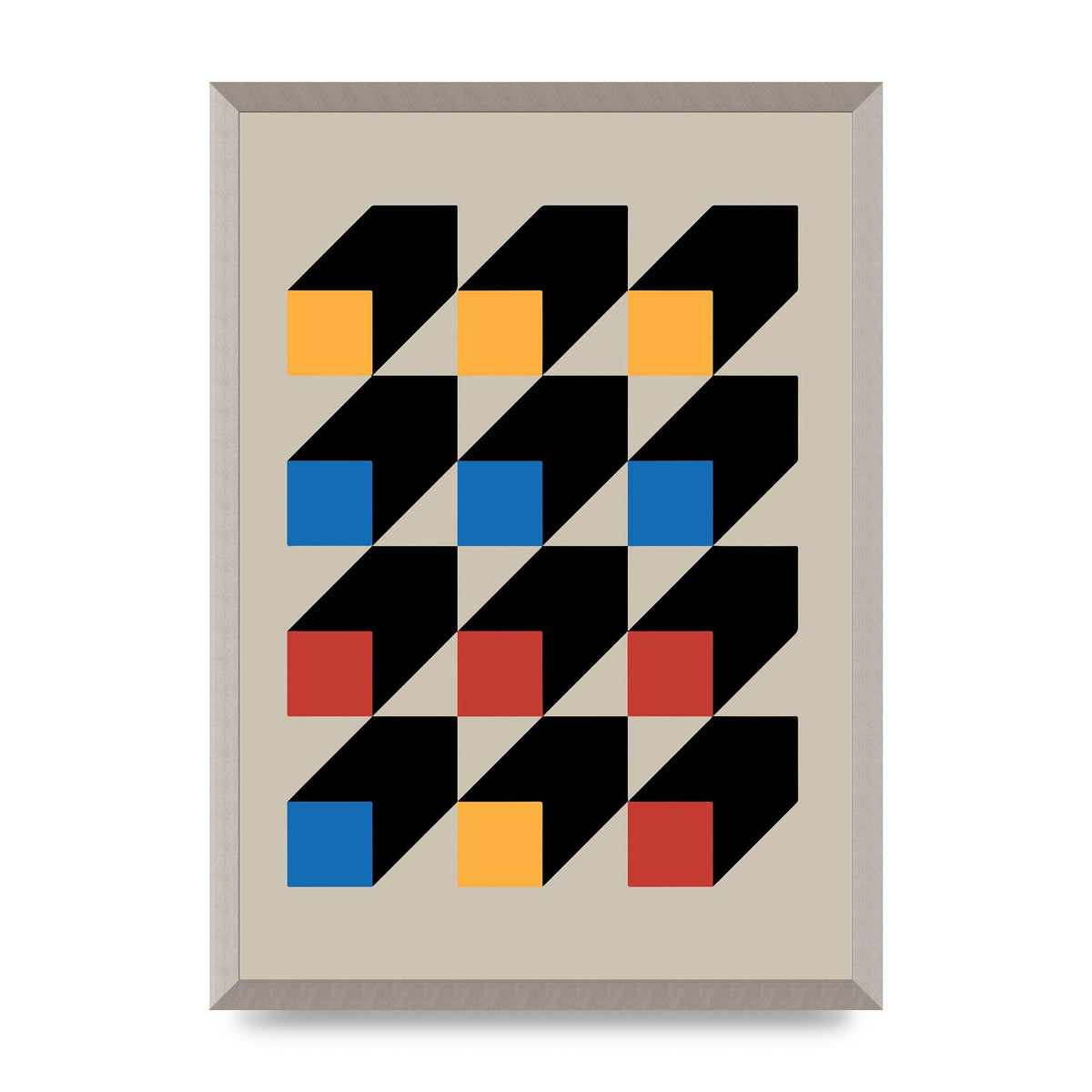 Bauhaus Inspired Block Colour Two Wall Art - A2 framed
