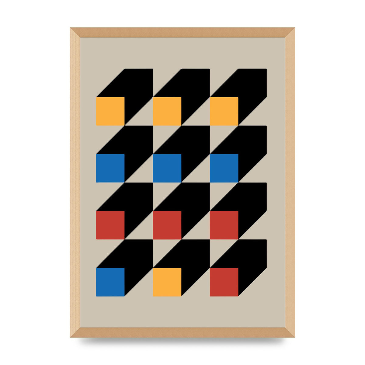 Bauhaus Inspired Block Colour Two Wall Art - A2 framed