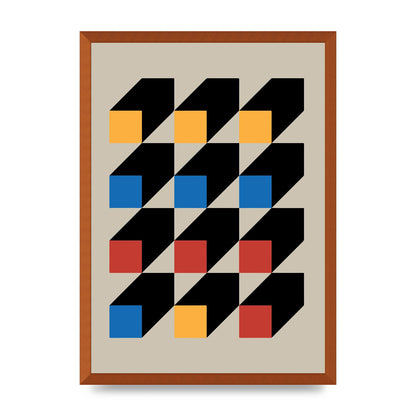 Bauhaus Inspired Block Colour Two Wall Art - A2 framed