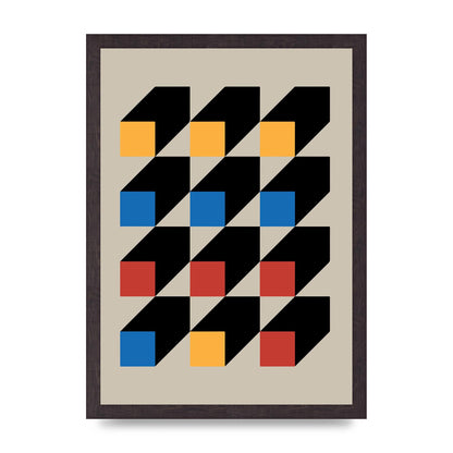 Bauhaus Inspired Block Colour Two Wall Art - A3 framed