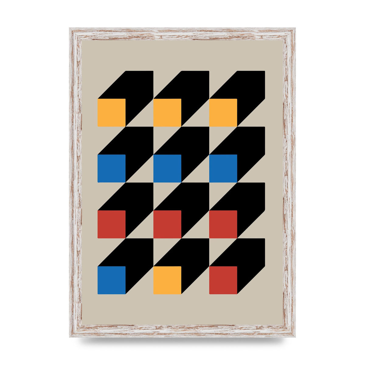 Bauhaus Inspired Block Colour Two Wall Art - A3 framed