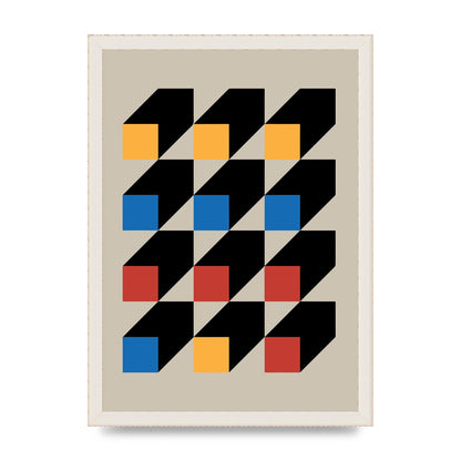 Bauhaus Inspired Block Colour Two Wall Art - A3 framed
