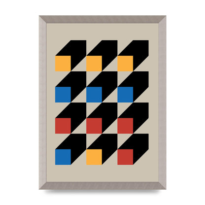 Bauhaus Inspired Block Colour Two Wall Art - A3 framed