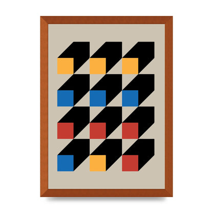 Bauhaus Inspired Block Colour Two Wall Art - A3 framed
