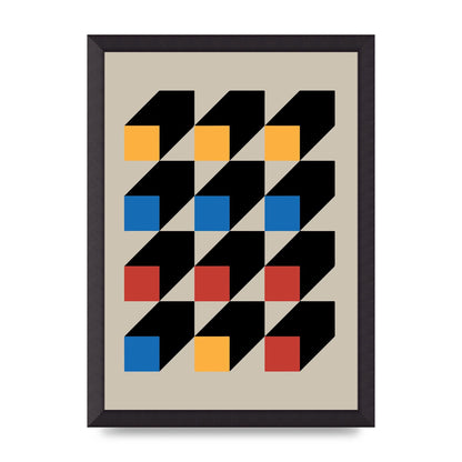 Bauhaus Inspired Block Colour Two Wall Art - A3 framed