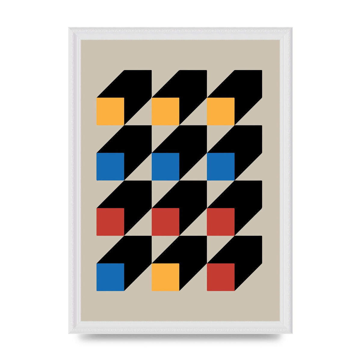Bauhaus Inspired Block Colour Two Wall Art - A3 framed