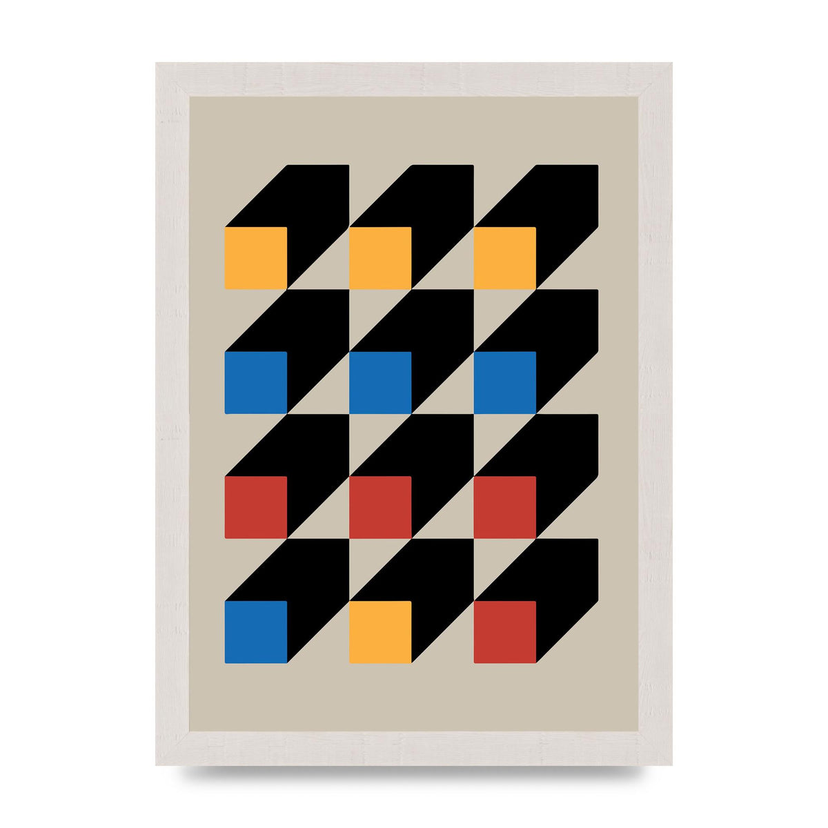 Bauhaus Inspired Block Colour Two Wall Art - A4 framed