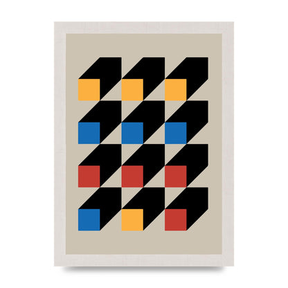 Bauhaus Inspired Block Colour Two Wall Art - A4 framed
