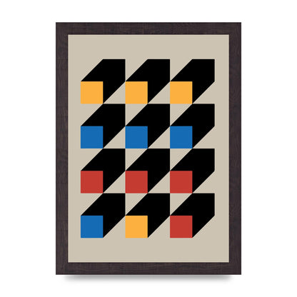Bauhaus Inspired Block Colour Two Wall Art - A4 framed