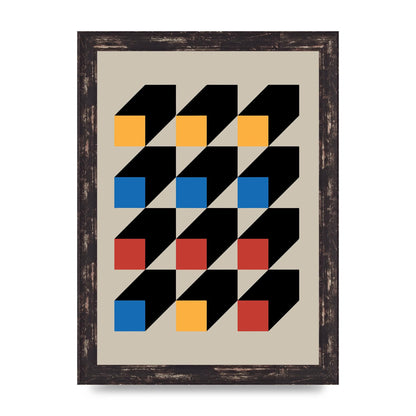 Bauhaus Inspired Block Colour Two Wall Art - A4 framed