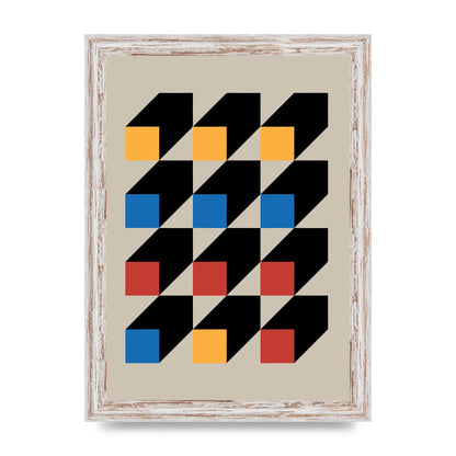 Bauhaus Inspired Block Colour Two Wall Art - A4 framed