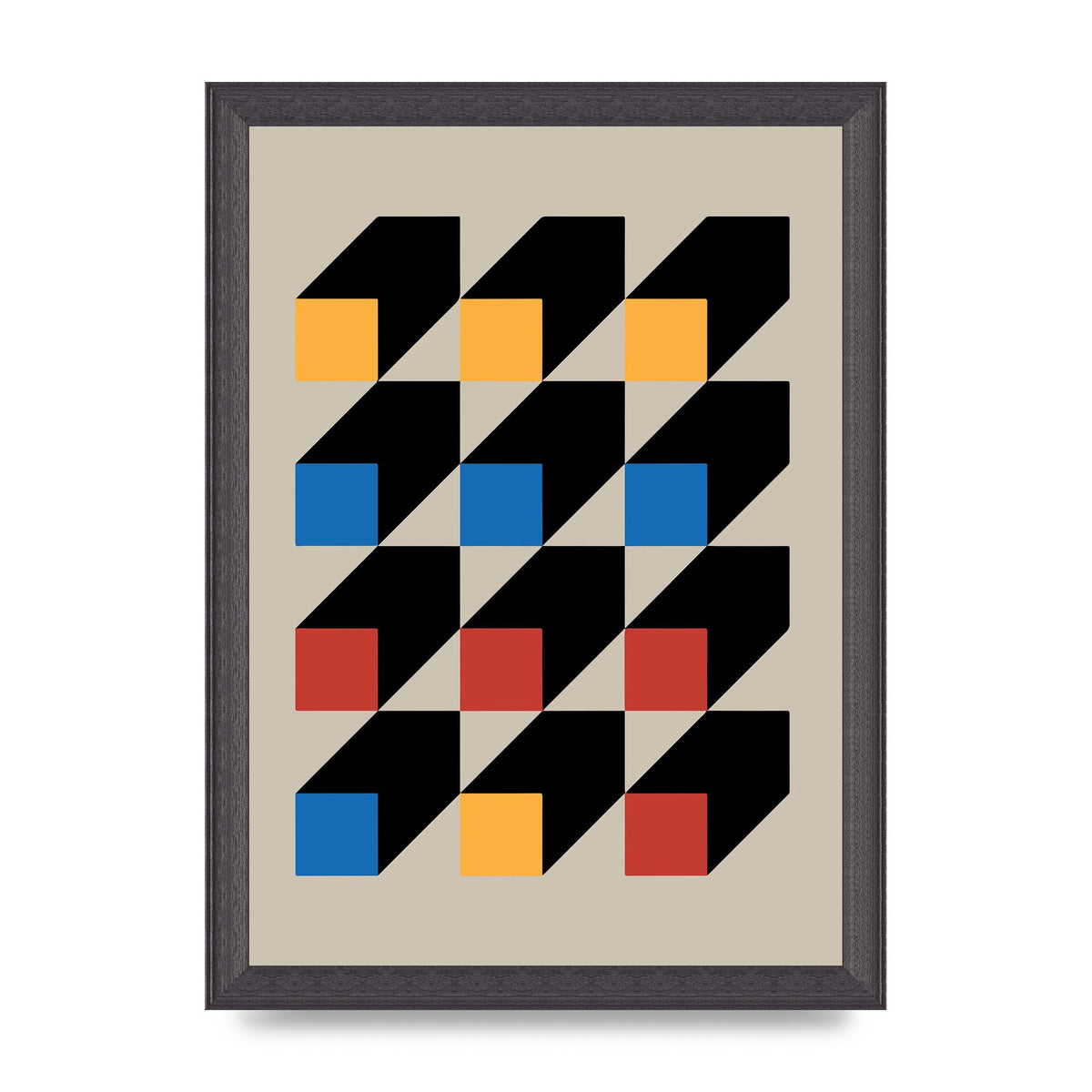 Bauhaus Inspired Block Colour Two Wall Art - A4 framed