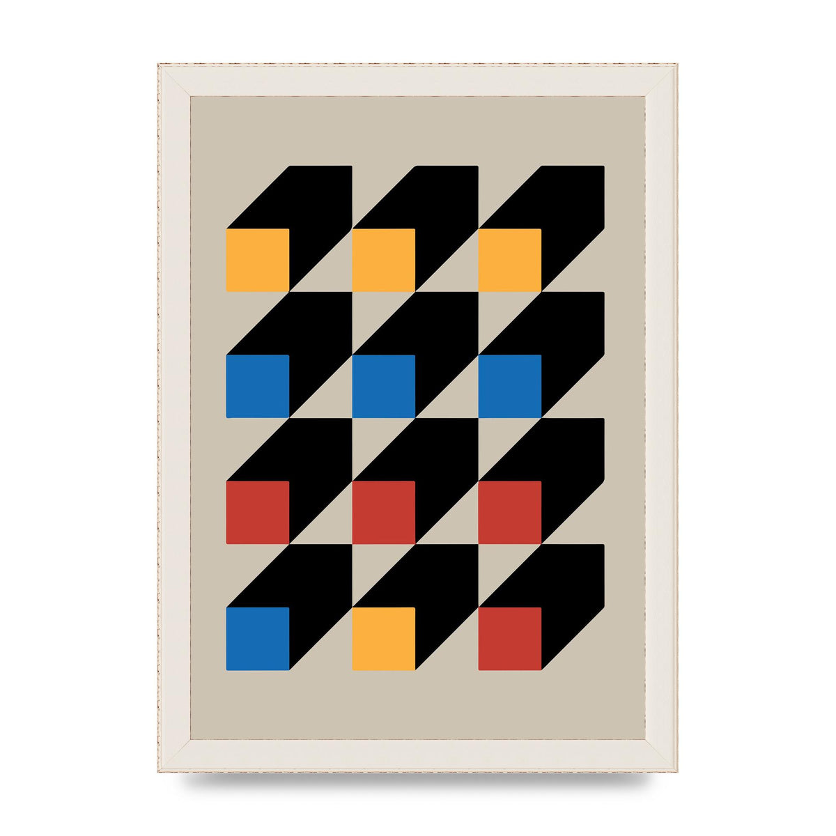 Bauhaus Inspired Block Colour Two Wall Art - A4 framed